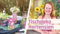 Tischdeko mit Hortensien