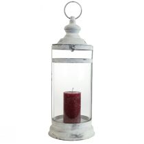Artikel Deko-Laterne aus Metall und Glas Weiß Ø15cm H46cm Windlicht
