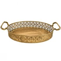 Deko Tablett oval Gold Metalltablett Antik Optik Gold 3er-Set