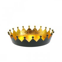 Tischdeko Weihnachten Krone Schwarz Gold Ø16,5cm H6cm