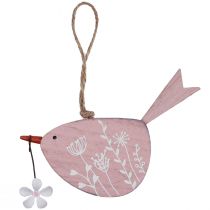 Deko Vogel Frühlingsdeko Hängedeko Holz Rosa 15×8,5cm