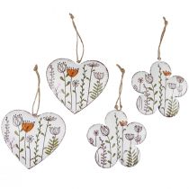 Artikel Hängedeko Metall Deko Herzen und Blumen Weiß 10cm 4 St
