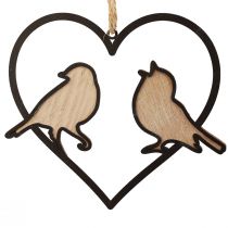 Artikel Hängedeko Herz aus Metall und Holz mit Vögeln 12cm Natur-Schwarz-Weiß 4 Stück