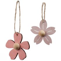 Artikel Holzblumen Hängedeko Rosa 24 Stück 4,5 cm