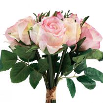 Kunstrosen Rosa Creme Künstliche Rosen Deko 29cm 12St
