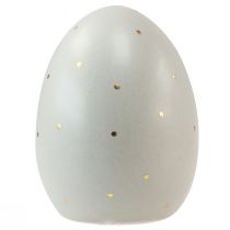 Artikel Keramik Ostereier Deko Grau Gold mit Punkten 8,5cm 3 St