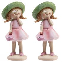 Artikel Dekofiguren Mädchen mit Hut Rosa Grün 6,5x5,5x14,5cm 2St
