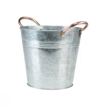 Artikel Blumentopf Metall Ø19cm H17cm mit kupferfarbenen Griffen für innen und außen