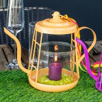 Artikel Teelichthalter Glas Windlicht Teekanne Orange Ø13cm 22cm