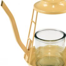 Artikel Teelichthalter Windlicht Teekanne aus Metall und Glas, Orange, Ø13cm, H22cm