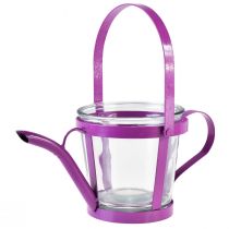 Artikel Windlicht Glas Deko Gießkanne Metall Pink Ø14cm H13cm