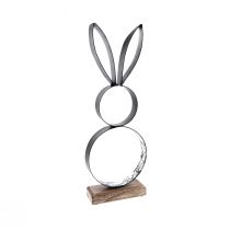 Artikel Osterhase Schwarz Silber Hasen Metall Holz 13,5×37cm