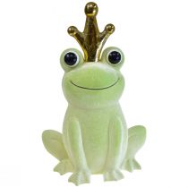 Dekofrosch, Froschkönig, Frühlingsdeko, Frosch mit Goldkrone Hellgrün 40,5cm