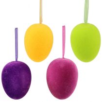 Artikel Deko Ostereier zum Aufhängen Bunt beflockt H8cm 8 St