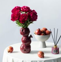 Artikel Keramik Vase Granatapfel Blumenvase Dunkelrot H23,5cm