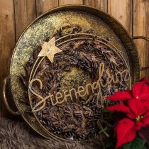 Artikel Dekoring “Sternenglanz”, Metalldeko für Weihnachten, Ring zum Hängen Golden, Grau H37cm Ø30,5cm