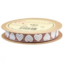 Artikel Geschenkband Herzen Dekoband Weinrot Braun 15mm 15m