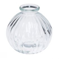 Artikel Kleine Glasvase Kugelvase Vase klar Rillen Ø8,5cm H8cm