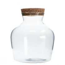 Deko Glas mit Korken Deko Vase Klar Bauchig Ø20cm H21cm