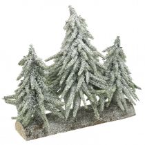 Mini Weihnachtsbaum Trio auf Holzscheit Weihnachtsdeko 28cm