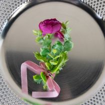 Artikel Hochzeitsanstecker mit Sicherheitsnadel aus Kunststoff und Metall, farblos/Silber, 5 cm, 50 Stück