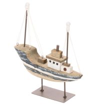 Artikel Schiff Deko maritim aus Holz mit Standfuß 20cm mehrfarbig