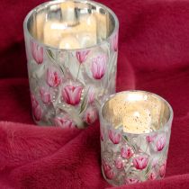 Artikel Deko-Windlicht aus Glas, Tulpenmotiv, 8 cm, 4er-Set