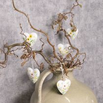 Artikel Herz Anhänger aus Metall mit floralen Mustern 7 cm, Weiß, 6er-Set, Wanddekoration