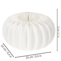 Artikel Wabenpapier Kürbis rund 24 cm weiß für Trockenblumen und Herbstdekoration 4 Stück