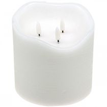 LED Kerze groß Wachs Weiß Für Batterie Timer Ø14,5cm H15cm