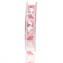 Artikel Organzaband Schmetterling Schleifenband Rosa 15mm 20m