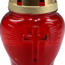 Grablicht Glas Glasherz Rot Gedenklicht B8cm H16,5cm 6St