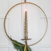 Kerzenhalter zum Hängen, Dekoring für Weihnachten, Kerzendeko Metall Golden, Antik-Optik Ø38cm H47cm