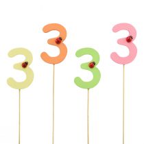 Artikel Zahlenstecker Geburtstag 3 Blumenstecker Holz 27,5 cm 16 St