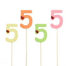 Artikel Zahlenstecker Geburtstag 5 Blumenstecker Holz 27,5cm 16 St