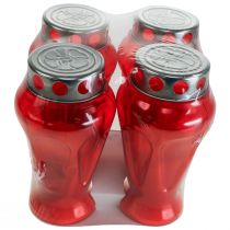 Artikel Rote Grabkerzen aus Kunststoff mit Deckel Ø9cm H17cm, 4 Stück