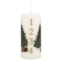 Adventskalenderkerze Weihnachten Kerze Weiß 150/65mm