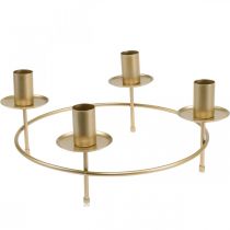 Artikel Kerzenring für Stabkerzen aus Metall in Mattgold, Ø28cm, H11cm, 2 Stück