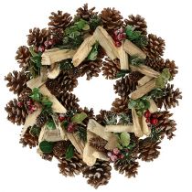 Adventskranz mit Zapfen und Zweigen Ø34cm