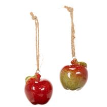 Artikel Herbstdeko Äpfel Keramik 5cm rot-grün zum Hängen 4er Set