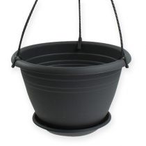 Artikel Blumenampel aus Kunststoff Ø30 cm Anthrazit mit Aufhänger