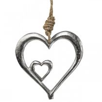 Anhänger Deko Herz Metall Silbern Natur 10,5x11x0,5cm