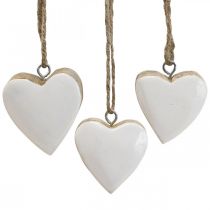 Anhänger Holzherzen Deko Herzen Weiß Ø5–5,5cm 12St