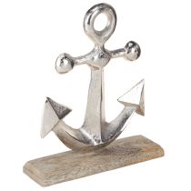 Artikel Anker Deko Metall auf Holz Sockel Silber Natur H21cm