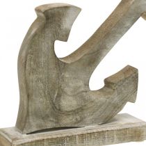 Artikel Anker aus Holz, dekorativ, Shabby Chic, Naturfarben mit Weiß, 22 cm hoch