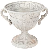 Artikel Antik Pokal mit Henkeln Metall Deko Vintage Grau Weiß H18cm