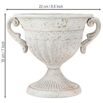 Artikel Antik Pokal mit Henkeln Metall Deko Vintage Grau Weiß H18cm