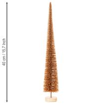 Artikel Deko-Tannenbaum künstlich schlank mit Holzfuß 40cm Senfgelb 3er-Set