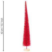 Artikel Deko Tannenbaum schmal Rot 40cm 3er Set mit Holzsockel