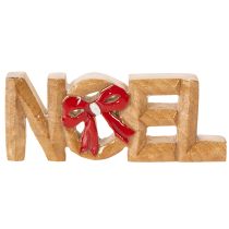 Artikel Schriftzug Noel Holzdeko 18cm mit roter Schleife